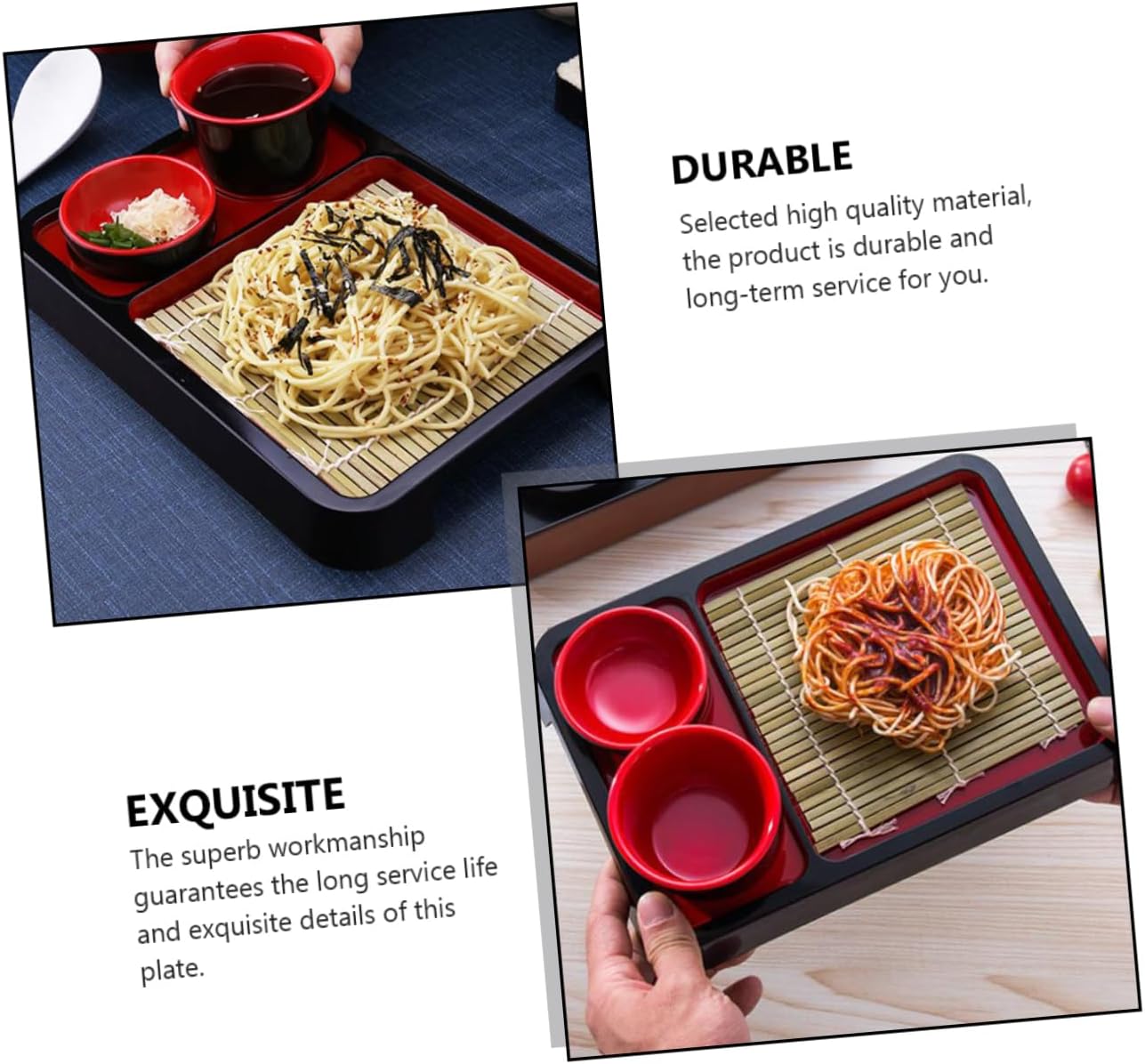 NOLITOY 3 juegos de platos de fideos fríos japoneses plato de sushi plato de sushi plato de aperitivo platos de pan de madera bandeja de fruta de