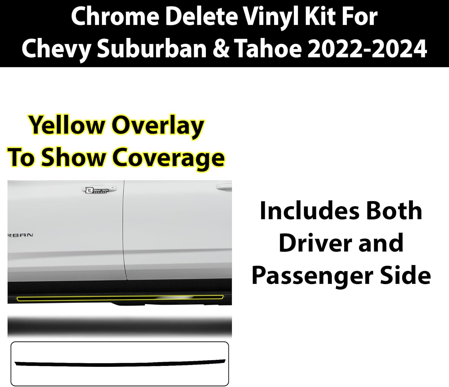 BOGAR TECH DESIGNS Revestimiento cromado inferior compatible con Chevrolet Tahoe y Suburban 2021-2023, negro brillante