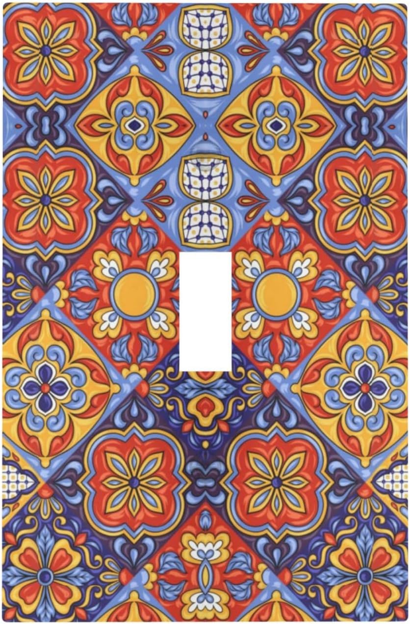 Cubierta decorativa para interruptor de luz con patrón de azulejos de cerámica Talavera mexicana de 1 cuadrilla, placa frontal para cocina, baño,