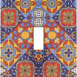 Cubierta decorativa para interruptor de luz con patrón de azulejos de cerámica Talavera mexicana de 1 cuadrilla, placa frontal para cocina, baño, Cubierta decorativa para interruptor de luz con patrón de azulejos de cerámica Talavera mexicana de 1 cuadrilla, placa frontal para cocina, baño,