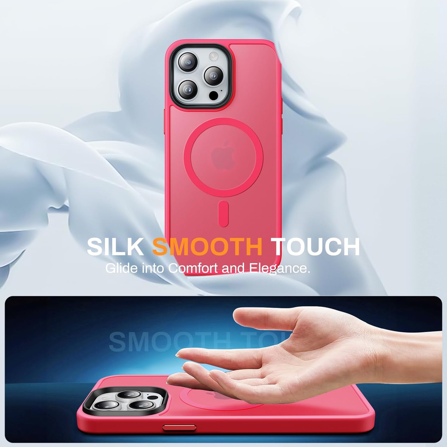 Funda para iPhone 14 Pro Max, protección contra caídas de grado militar, compatible con MagSafe, fuerte magnético a prueba de golpes, translúcido,
