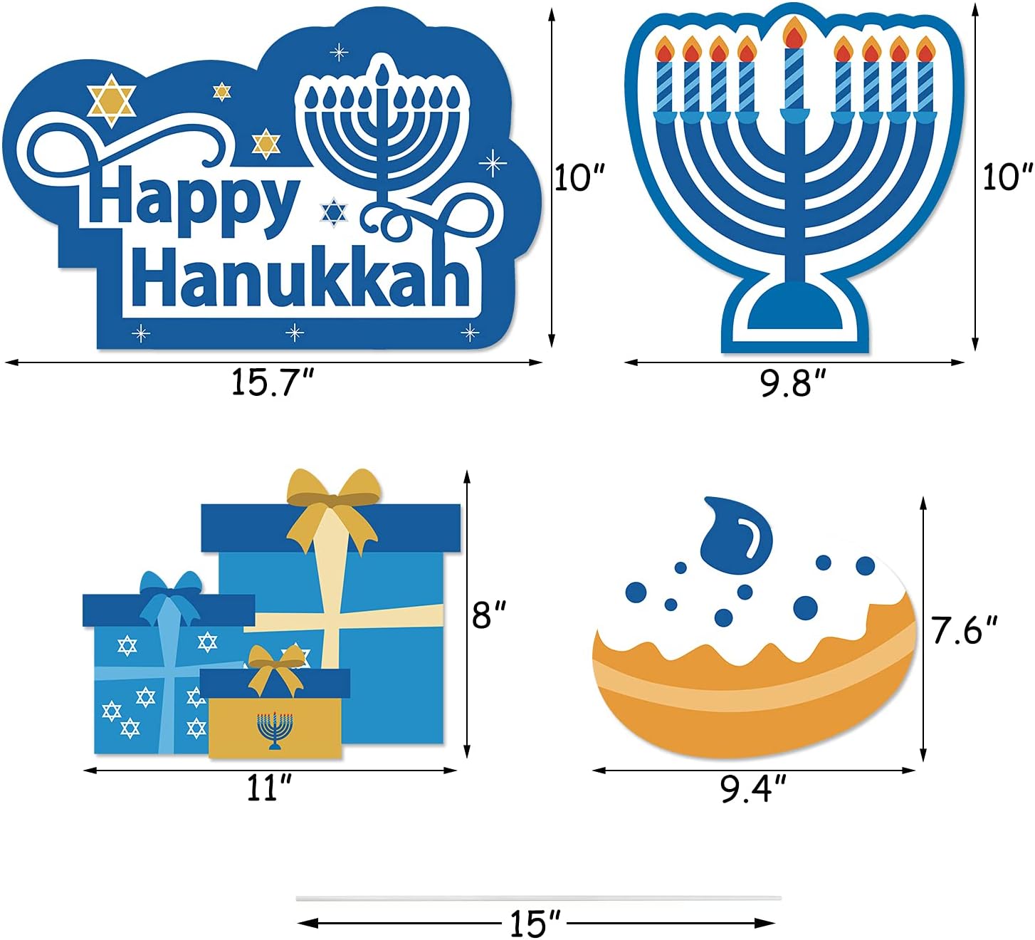 Letreros de Hanukkah con estacas Happy Hanukkah, decoraciones de patio de vacaciones de invierno, decoración de césped al aire libre, decoración de