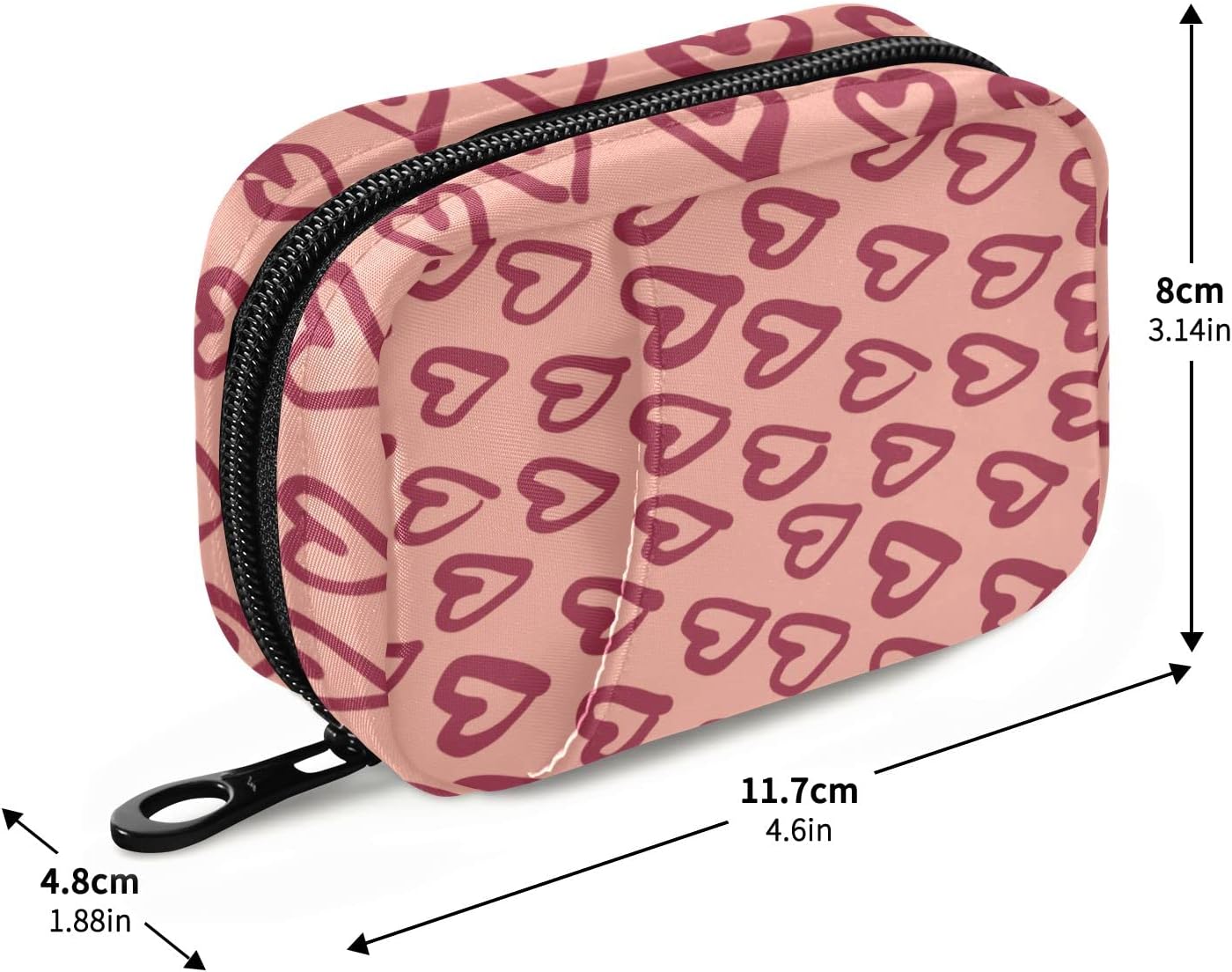 Red Hearts – Pastillero de viaje semanal pequeño (cota), pastillero de 7 días, soporte para vitaminas, organizador de botellas de píldoras