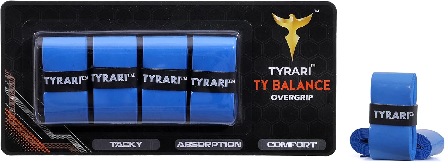 TYRARI Ty Balance Overgrip – Paquete de 4  Supreme Tackiness absorción equilibrada, ultra duradero, súper suave, agarre premium para tenis,