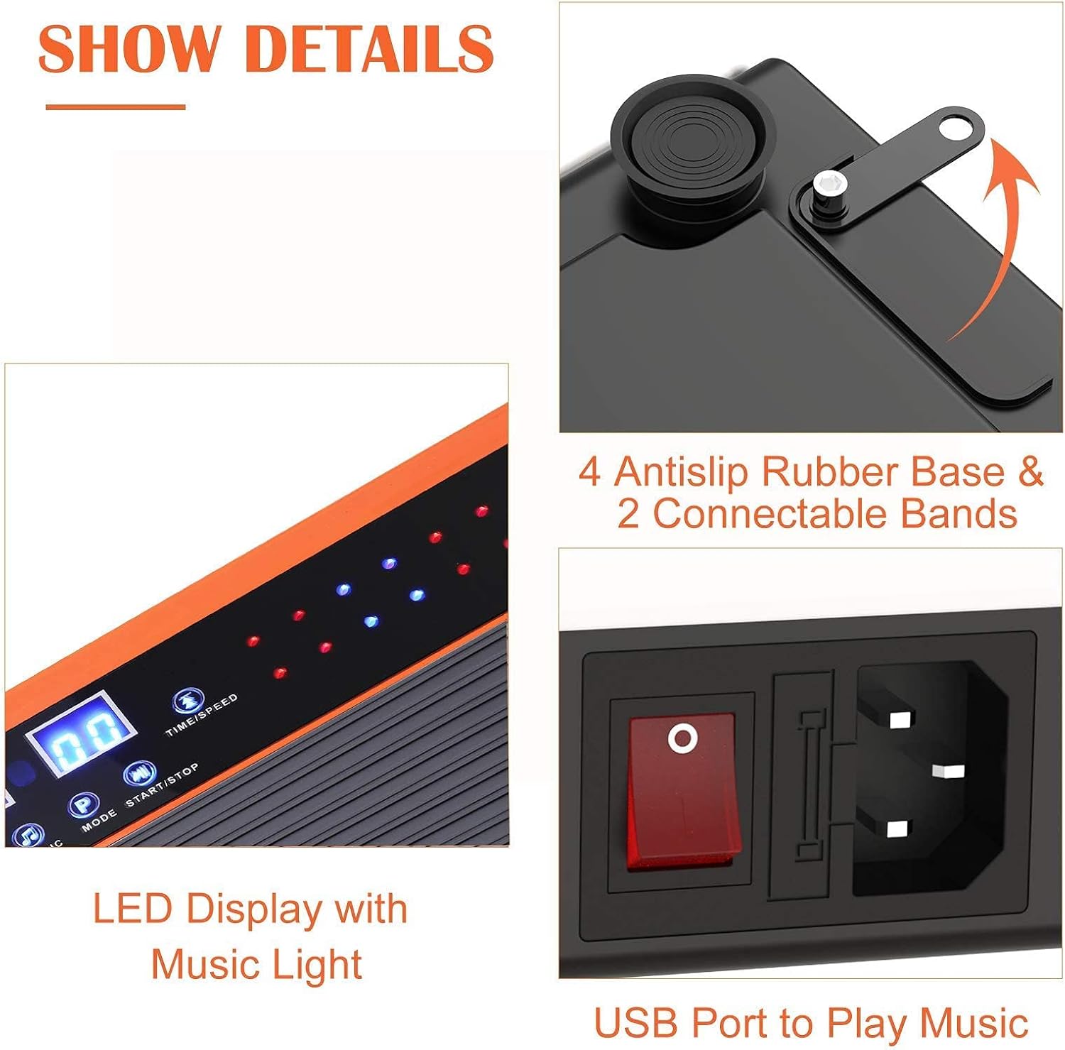 Máquina de ejercicios con placa de vibración, máquina de plataforma de vibración de cuerpo entero con bandas de resistencia de barra de pilates para