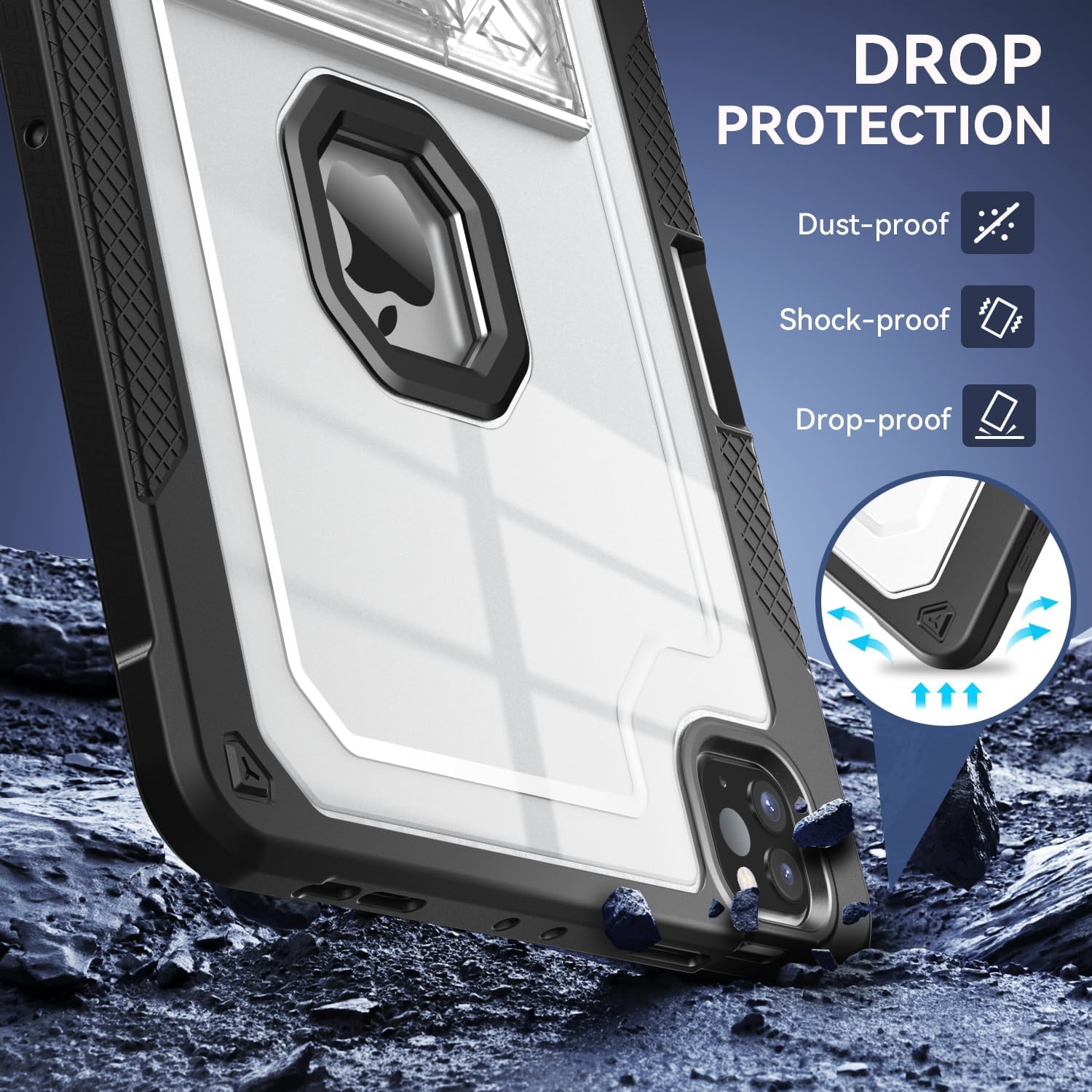Funda para iPad Pro de 12.9 pulgadas 65433 generación 2022202120202018, funda protectora delgada y resistente Pro de 12.9 con soporte para lápiz y