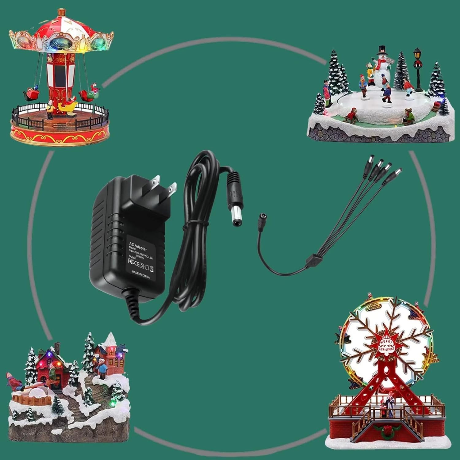 Adaptador de CA de repuesto para Lemax iluminado 94564 44241 64517 74269 74274 Christmas Village SPO