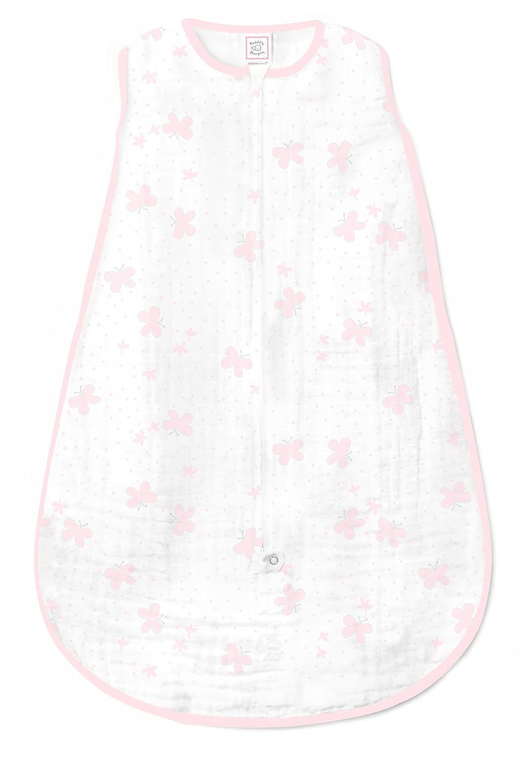 SwaddleDesigns SDM-419Y-S – Saco de dormir de muselina de algodón con zíper de 2 vías, diseño de jirafa mamá y bebé, color amarillo, pequeño 0-6