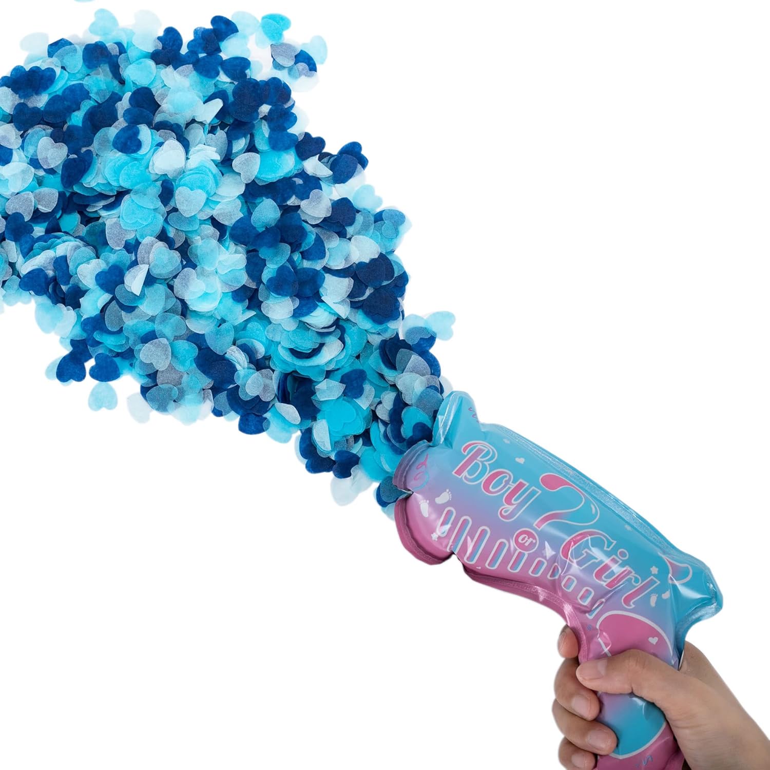 Pistola de felicitación con globos de confeti para revelación de género, para él o ella (juego de 5) suministros de fiesta para bebé niño o niña (5