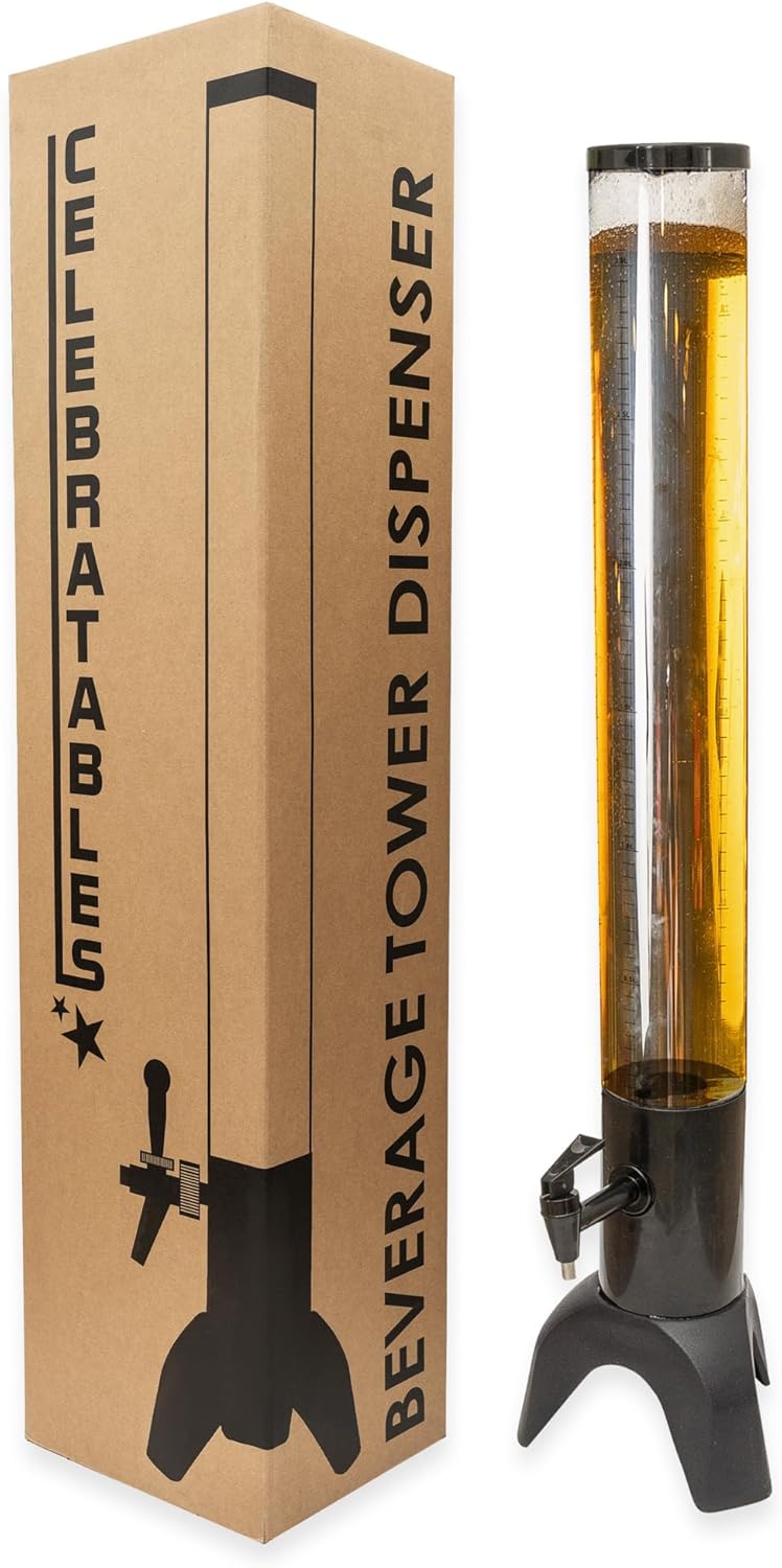 Torre de cerveza 3L Torre de cerveza l Dispensador de bebidas con grifo l Torre de cerveza apilable l Ahorro de espacio y dispensador de bebidas