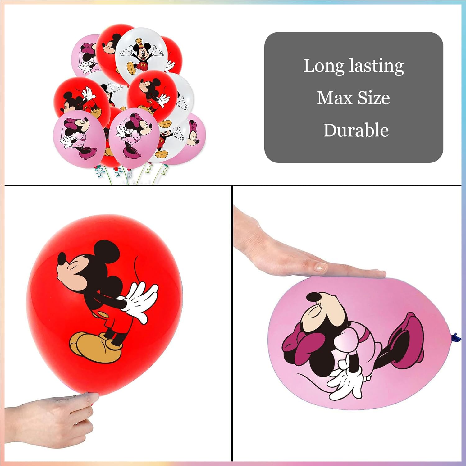 36 piezas de decoración de cumpleaños de ratón de dibujos animados de 12 pulgadas, juego de globos de látex festivos de fantasía para niños y niñas