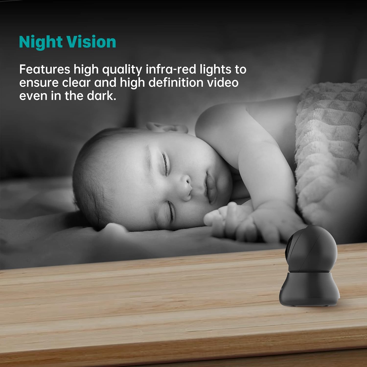 Septekon Cámara de seguridad para interiores 2K, monitor de bebé con inclinación panorámica de 360, 2 unidades, cámara Wi-Fi de 2.4 GHz con visión