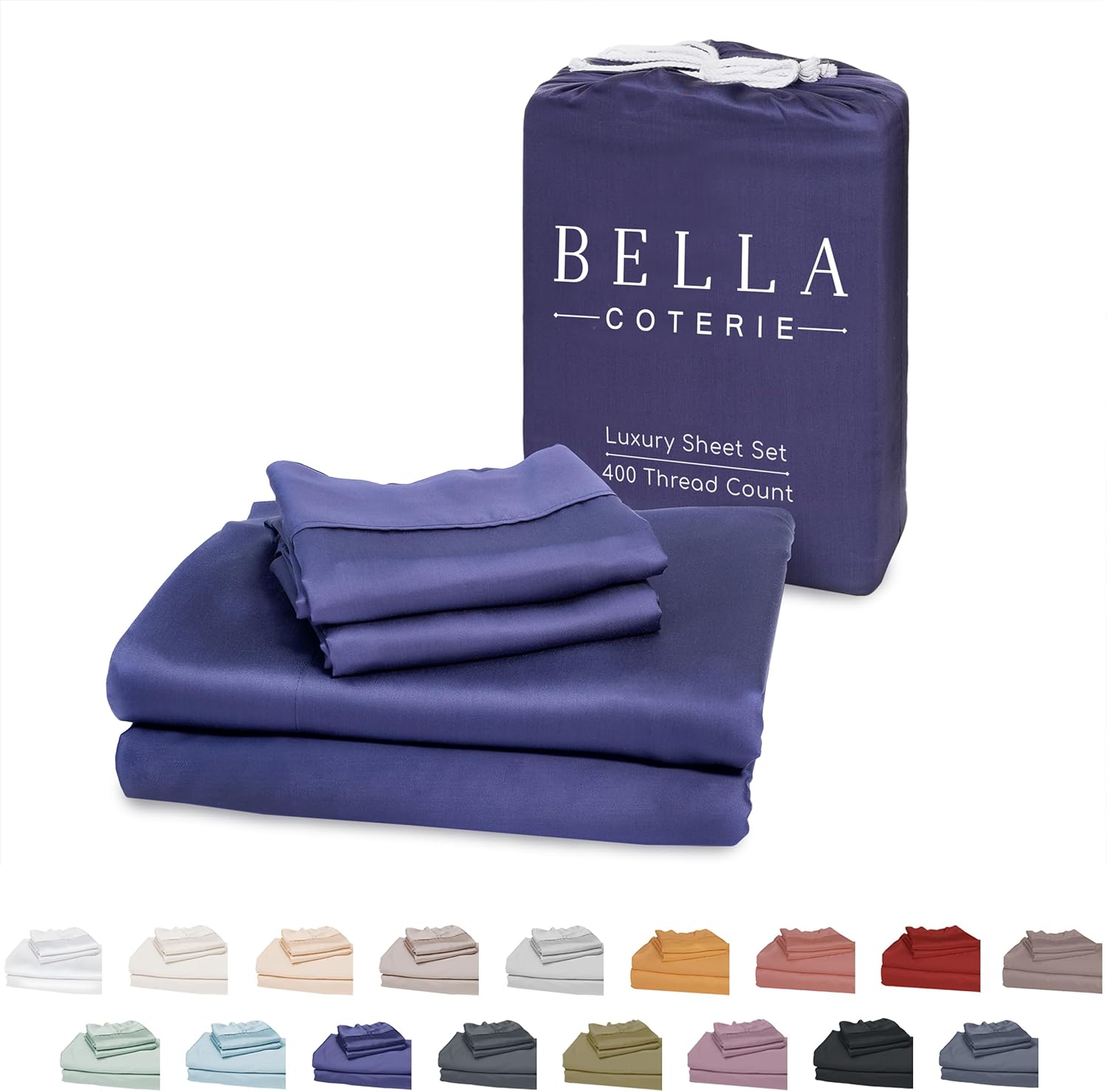 Bella Coterie – Juego de sábanas tamaño cal king, de cultivo orgánico, ultrasuaves, refrescantes para calurosos, esquinas tipo bolsillos profundos