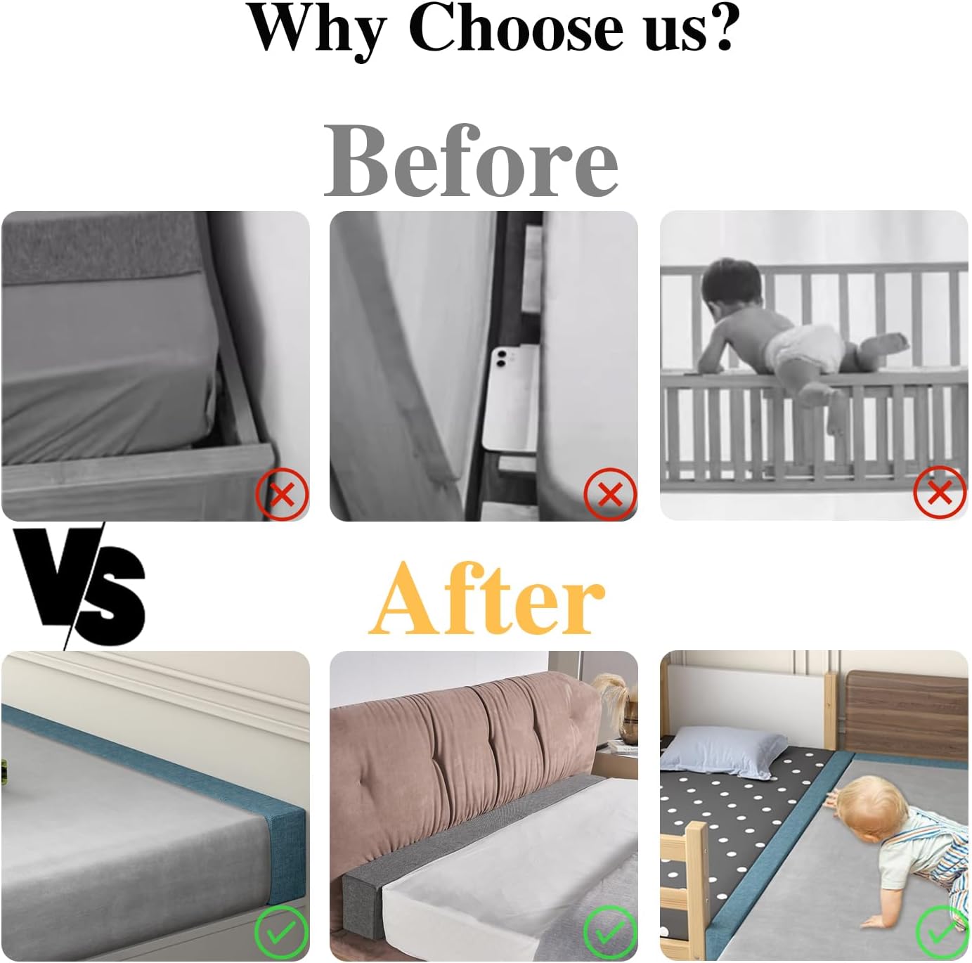 Etoohy Relleno de huecos de cama de 60 x 4 x 10 pulgadas, cojín de almohada para cabecero de cama, extensor de colchón grueso entre el cabecero del