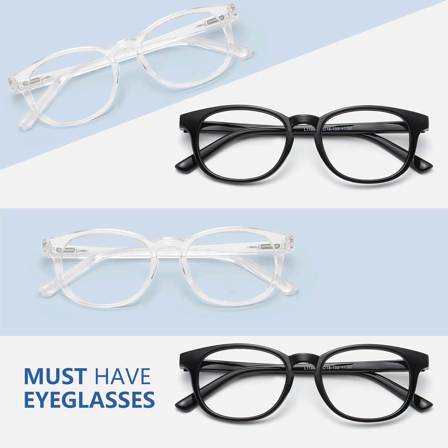 Przene Gafas de lectura pequeñas para mujeres y hombres, ovaladas con bloqueo de luz azul, con bisagra de resorte, paquete de 4