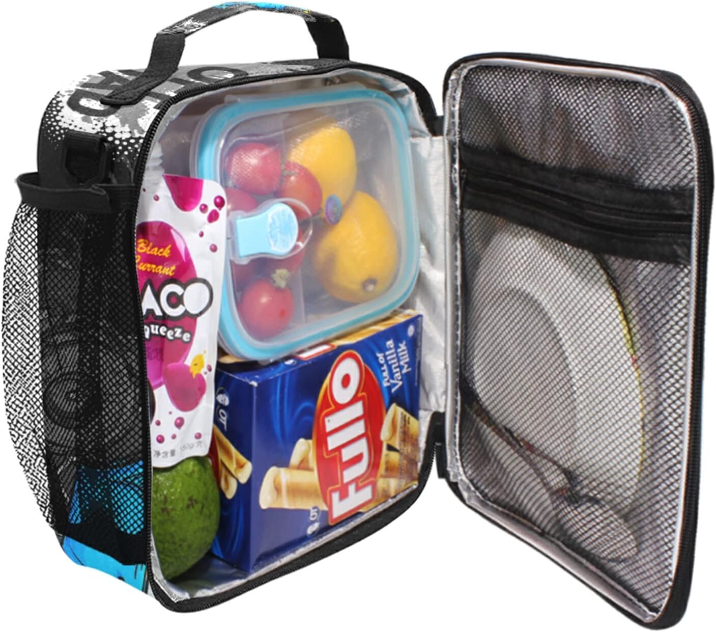 Lonchera para niños y niñas, bolsa térmica con aislamiento térmico Monster Truck Car Trace, kit de bolsa de almuerzo reutilizable para viajes