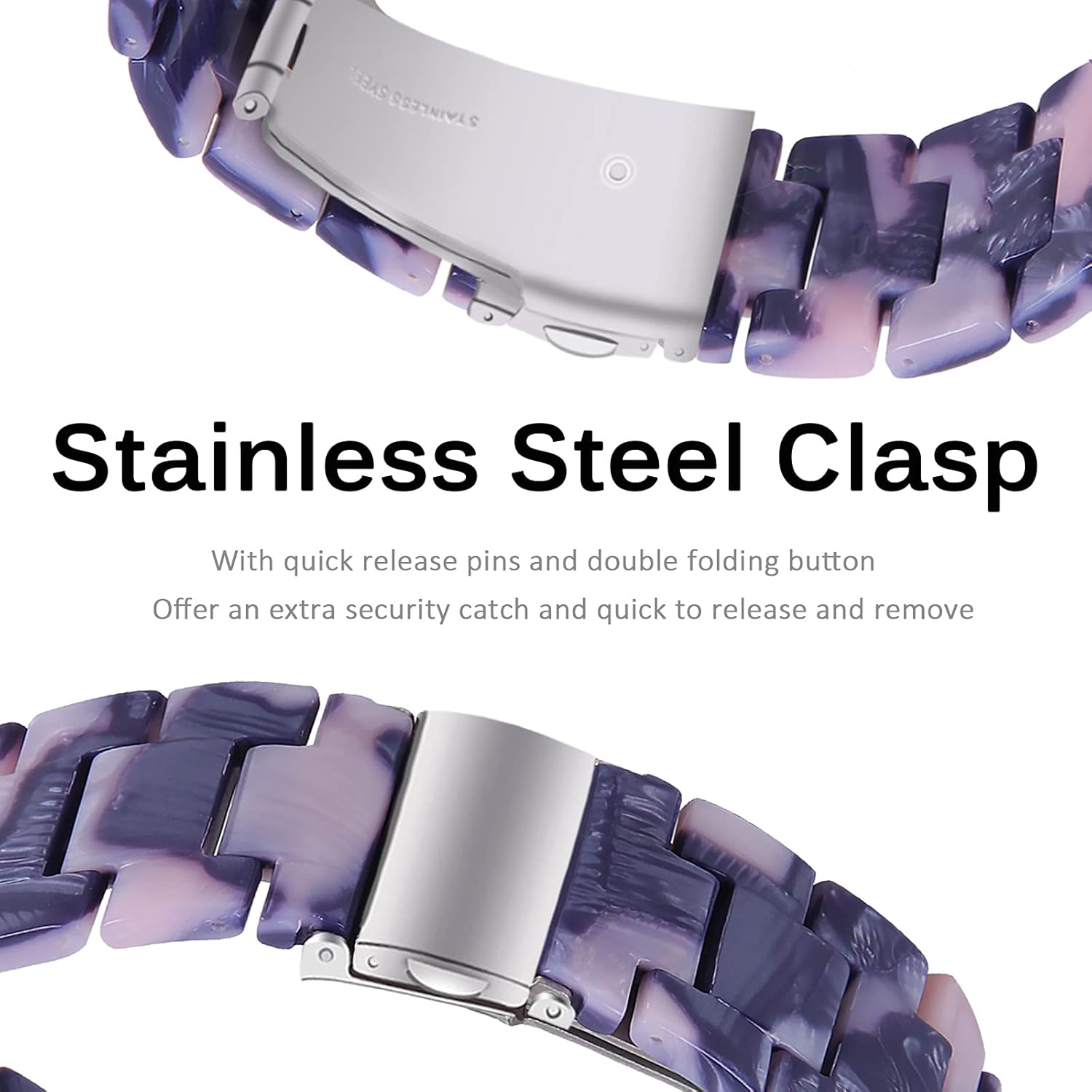 Miimall Compatible con Fitbit VersaVersa 2Versa LiteSE, correa de resina elegante y ligera de acero inoxidable, correa de repuesto para Fitbit