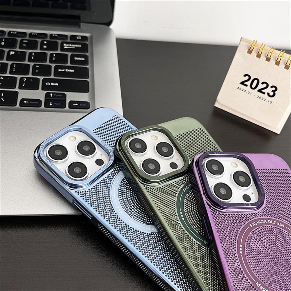 Funda magnética de disipación de calor para iPhone 14 Pro Max compatible con Magsafe delgada y dura carga inalámbrica galvanizada (para iPhone 14