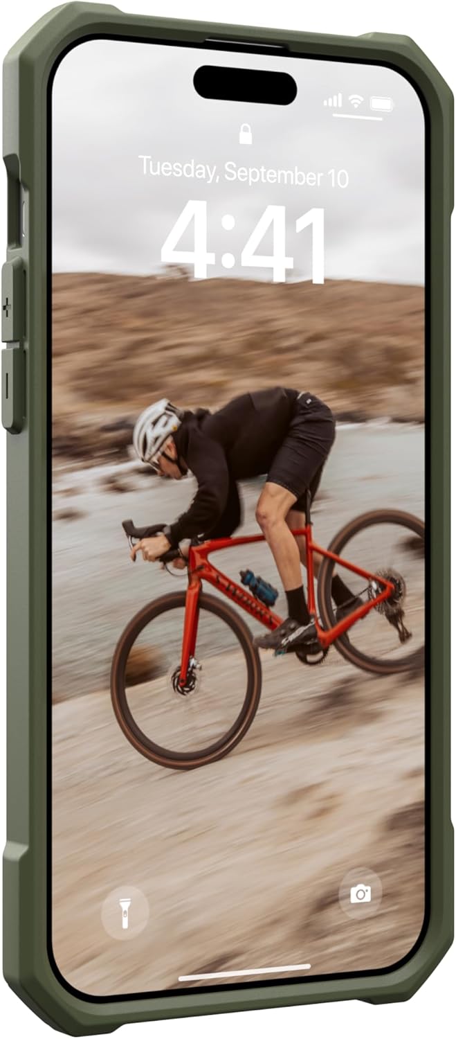 URBAN ARMOR GEAR UAG – Funda compatible con iPhone 15 Plus de 6.7 pulgadas, Essential Armor Olive Drab, imán integrado compatible con carga MagSafe,
