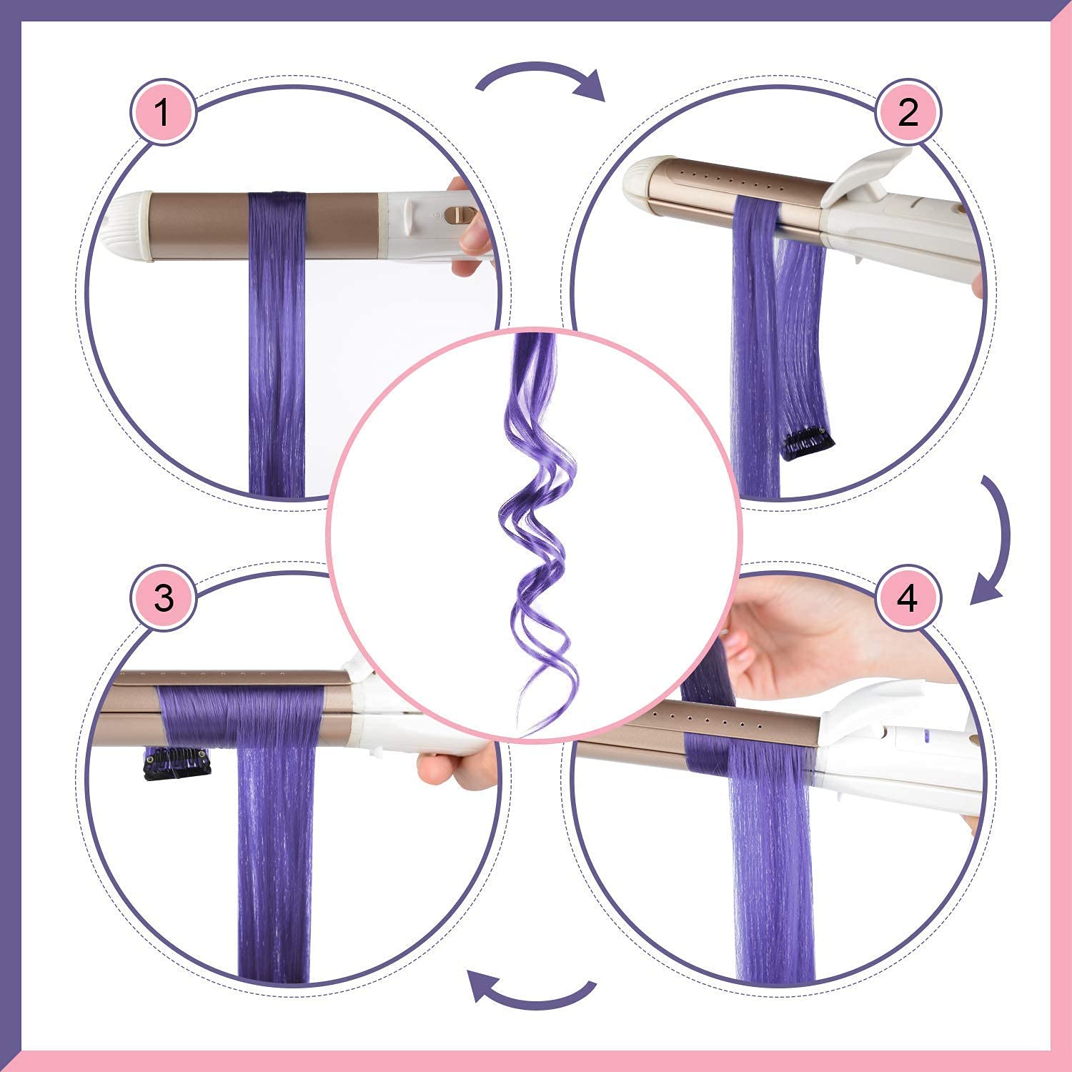 FESHFEN Extensiones de cabello de colores, 16 piezas de 8 colores arcoíris para mujer, extensiones de cabello lacio colorido con clip, disfraces de