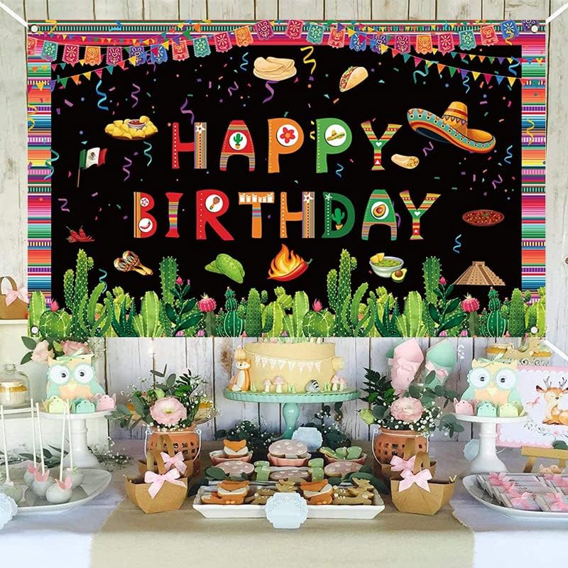 Fondo de fiesta mexicana con temática de fiesta de cumpleaños, decoraciones de fiesta mexicana, decoraciones de fiesta de carnaval del Cinco de Mayo