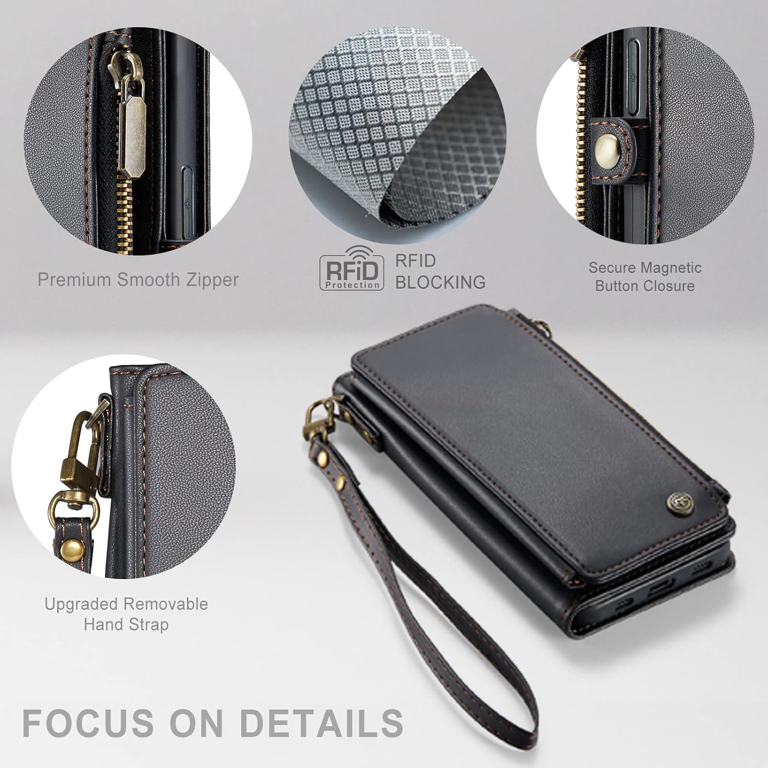 Defencase Funda para iPhone 13, bloqueo RFID para iPhone 13, funda tipo cartera para mujeres y hombres con soporte para tarjeta de crédito, bolsillo