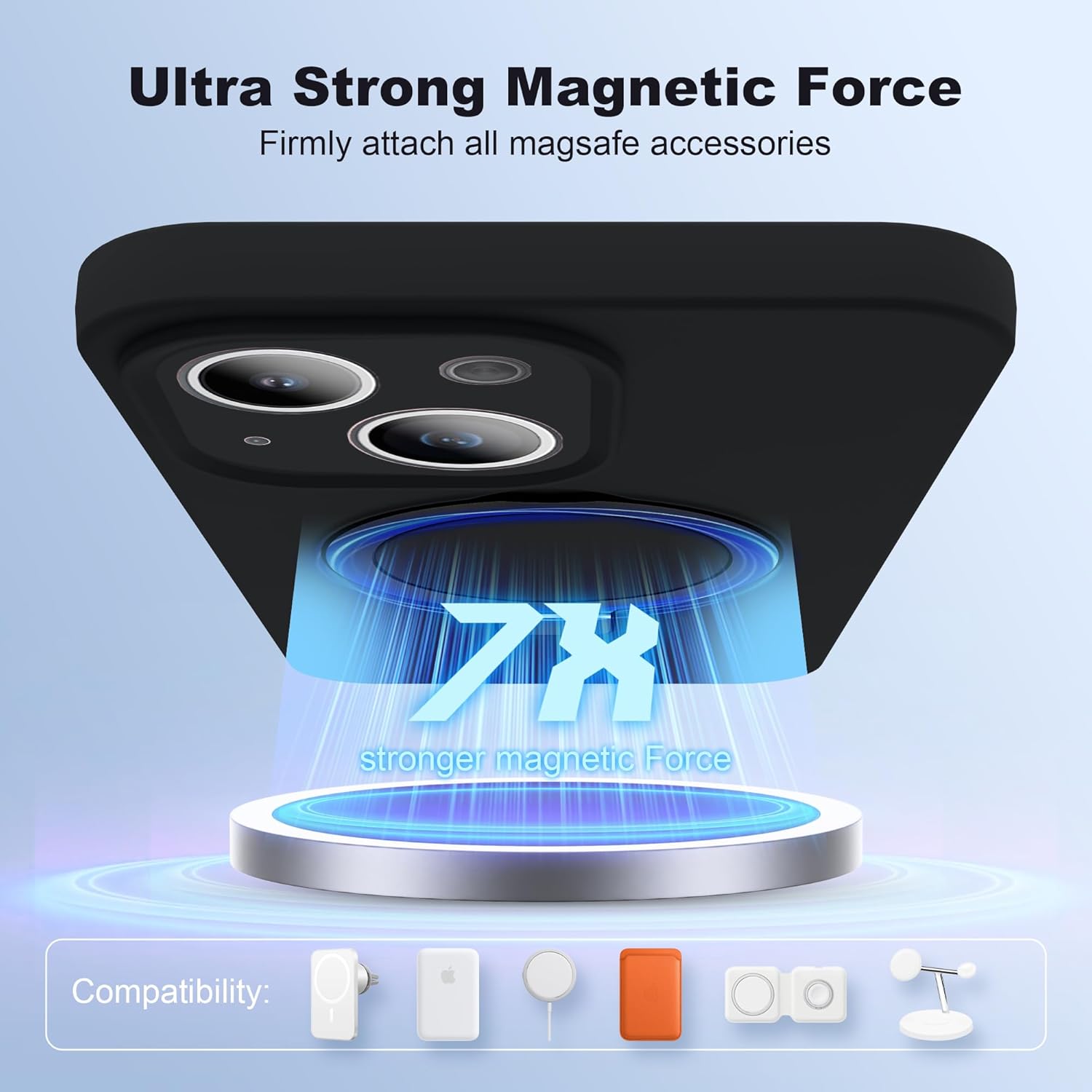 Funda de silicona para iPhone 14 Plus con soporte de anillo magnético, iPhone 14 Plus funda de teléfono de 6.7 pulgadas para mujeres y hombres