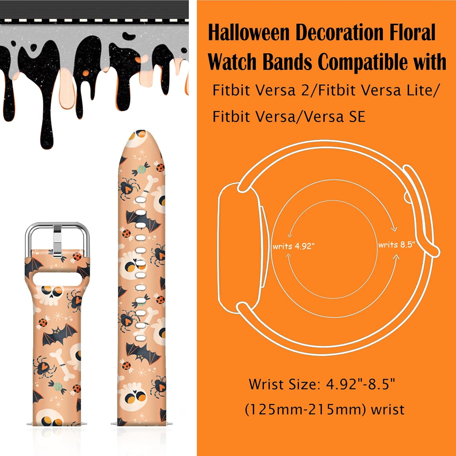 FTFCASE Correas deportivas de silicona florales compatibles con Fitbit VersaVersa 2Versa Versa SE para mujeres, hombres y niñas, correa de silicona