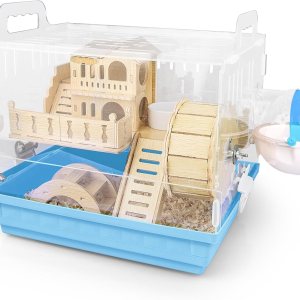 Jaulas y hábitats acrílicos 8 en 1, jaula de hámster enano, jaula de madera para animales pequeños con accesorios y juguetes, casa pequeña para Jaulas y hábitats acrílicos 8 en 1, jaula de hámster enano, jaula de madera para animales pequeños con accesorios y juguetes, casa pequeña para