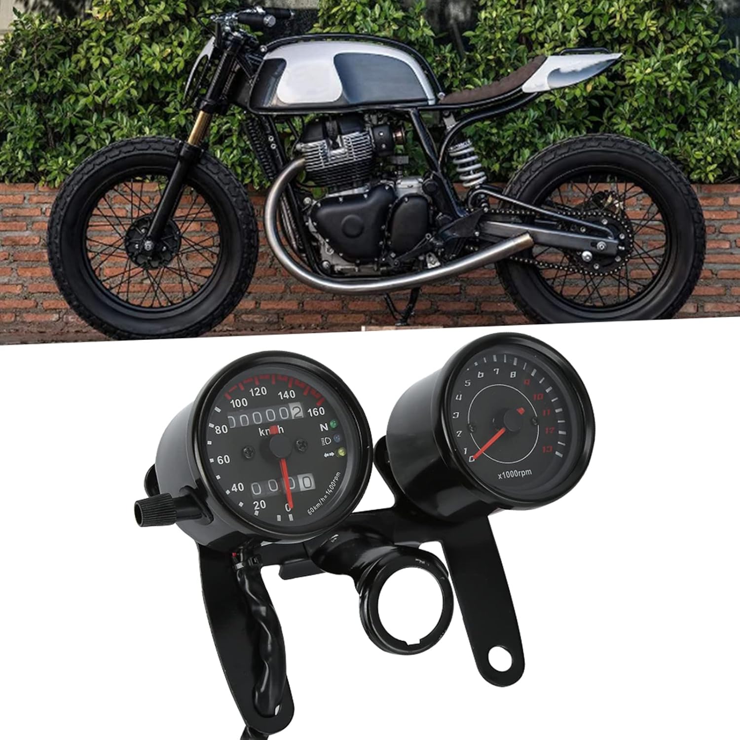 Caballero universal para motocicleta, velocímetro retro, accesorio de instrumento modificado para motocicleta, tacómetro universal, velocímetro de