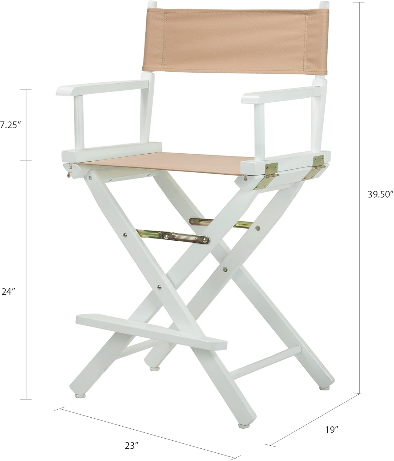 Casual Home – Silla de director de 24.0in, marco blanco con lona bronceada, altura de mostrador