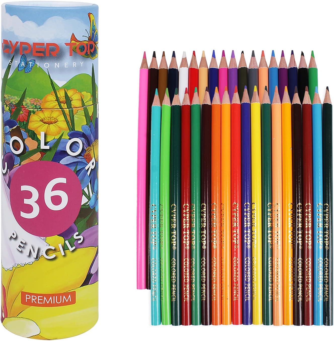 cyper top Juego de 30 cajas de 36 lápices de colores para adultos, lápices de colores preafilados para niños, 30 cajas, paquete de 36 colores