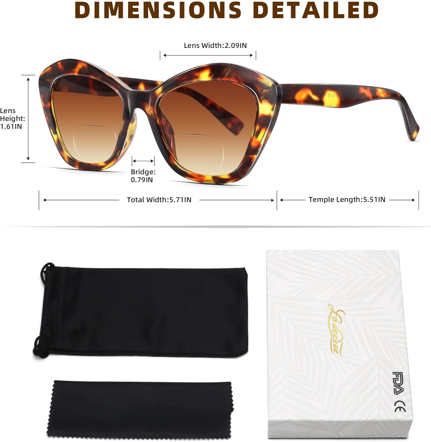 Paquete de 4 lentes de sol de lectura bifocales para mujer, lentes de lectura para exteriores, protección UV400 + 2.50