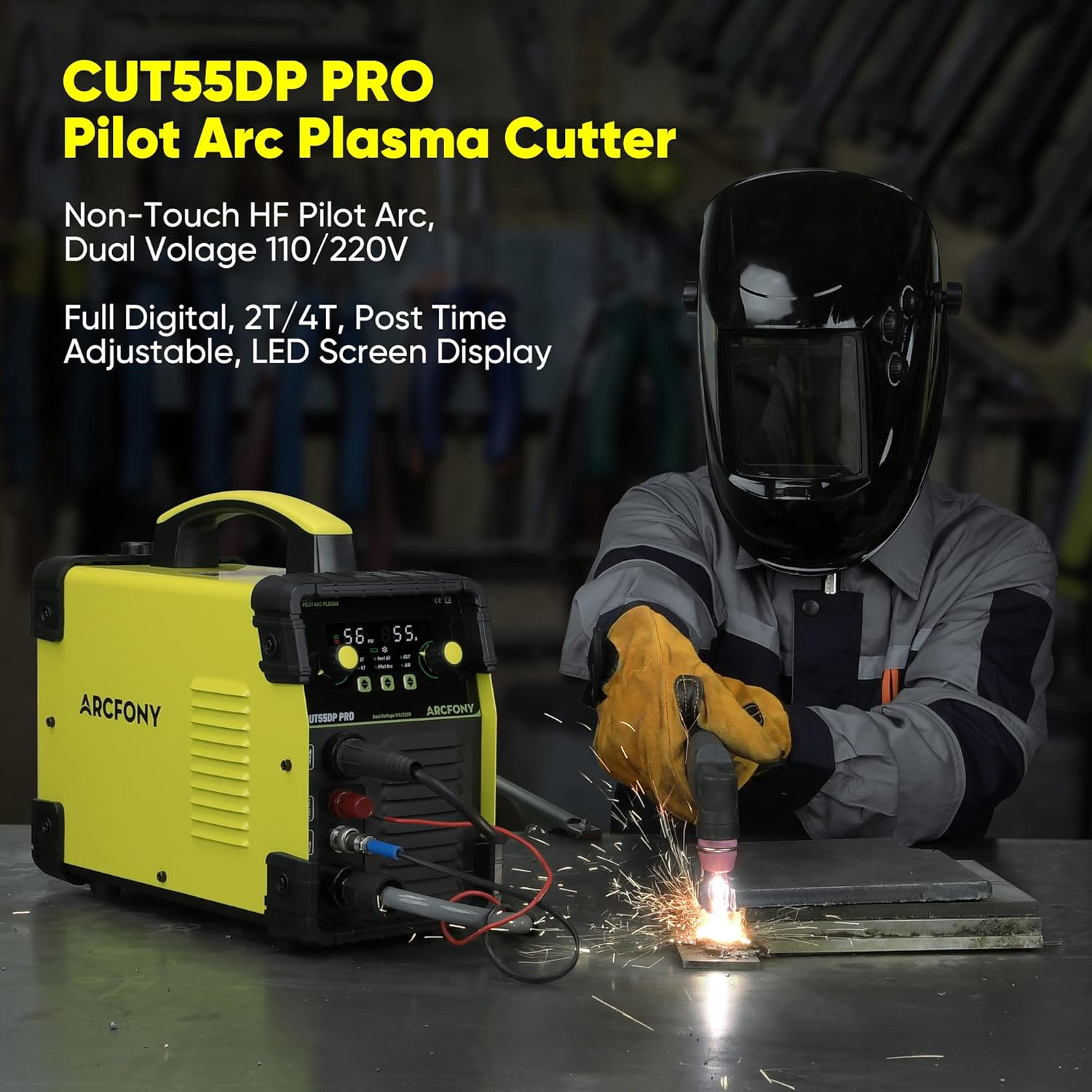 Cortador de plasma, CUT55DP Pro 55Amps máquina de corte de plasma de arco piloto, doble voltaje 110V220V IGBT Inverter máquina de corte