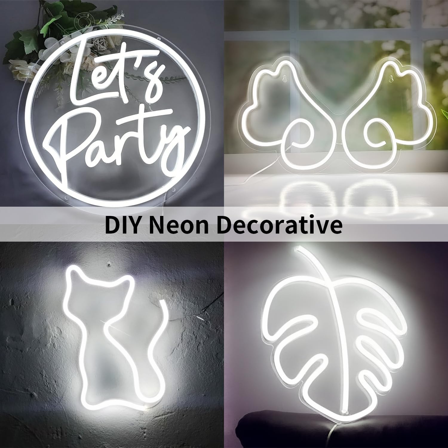Tira de luces LED de neón blancas, 16.4 pies, 12 V, flexible, impermeable, de silicona, para dormitorio, cocina, fiesta, festival, decoración