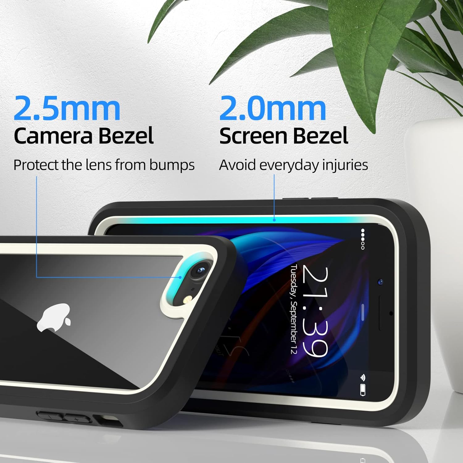 WXR Funda para iPhone SE 20222020, iPhone 876S6, parachoques de silicona suave y parte trasera e interior de policarbonato duro transparente, funda