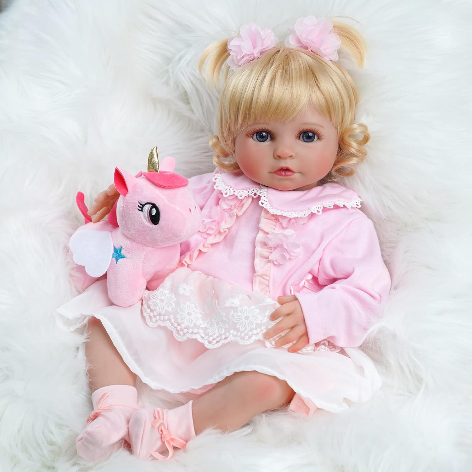 ADFO DreamyDolly – Muñecas de bebé recién nacidas, detalles realistas de cara y cuerpo, sensación de bebé real, piel suave y cuerpo, muñecas