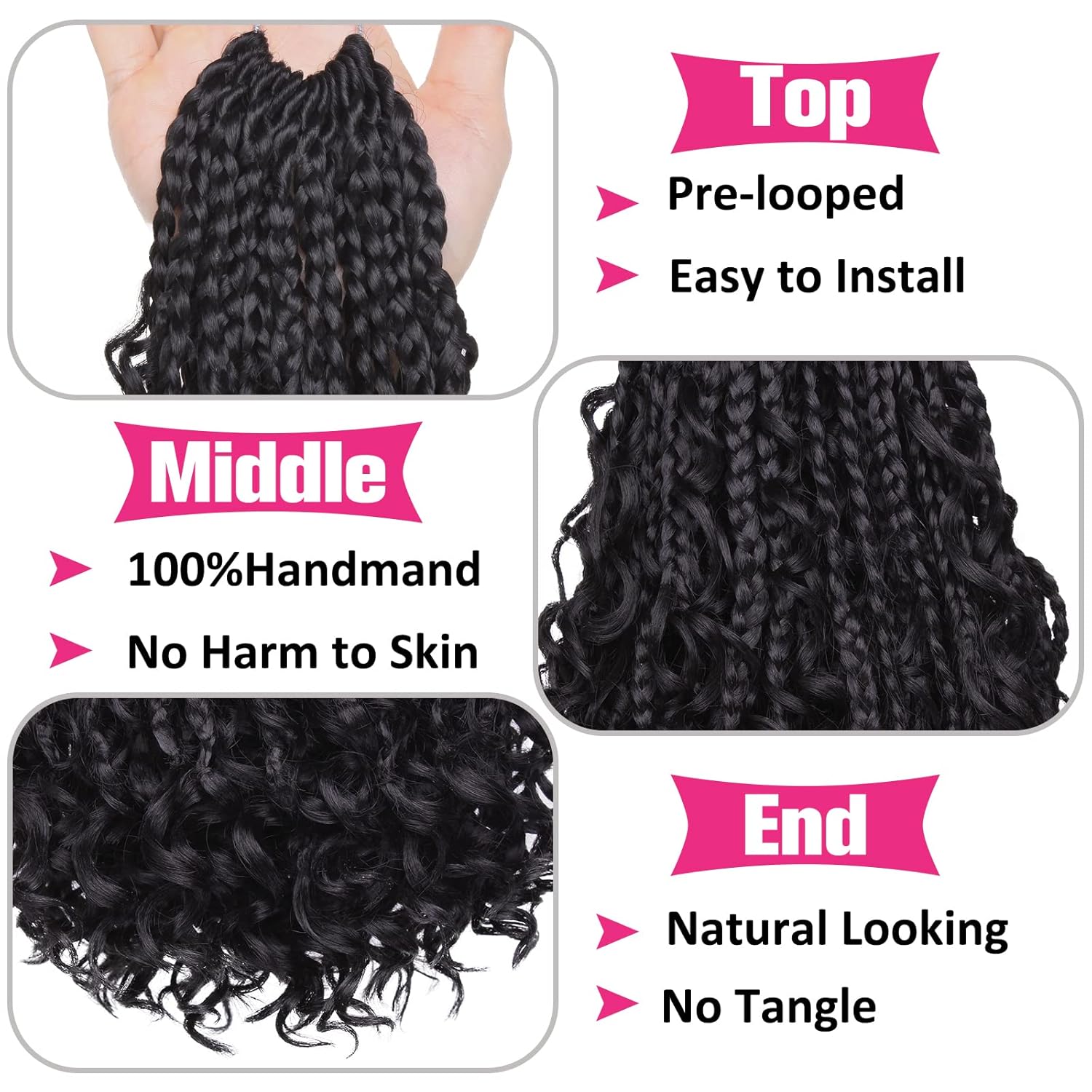 Unionbeauty – Paquete de 8 paquetes de trenzas bohemias de 10 pulgadas, cabello de ganchillo de diosa, trenzas de ganchillo para mujeres negras, con