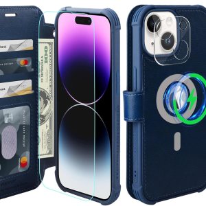 VANAVAGY Magsafe – Funda tipo cartera compatible con iPhone 15 con función de carga inalámbrica, funda de piel con tapa para muñeca protectores de VANAVAGY Magsafe – Funda tipo cartera compatible con iPhone 15 con función de carga inalámbrica, funda de piel con tapa para muñeca protectores de