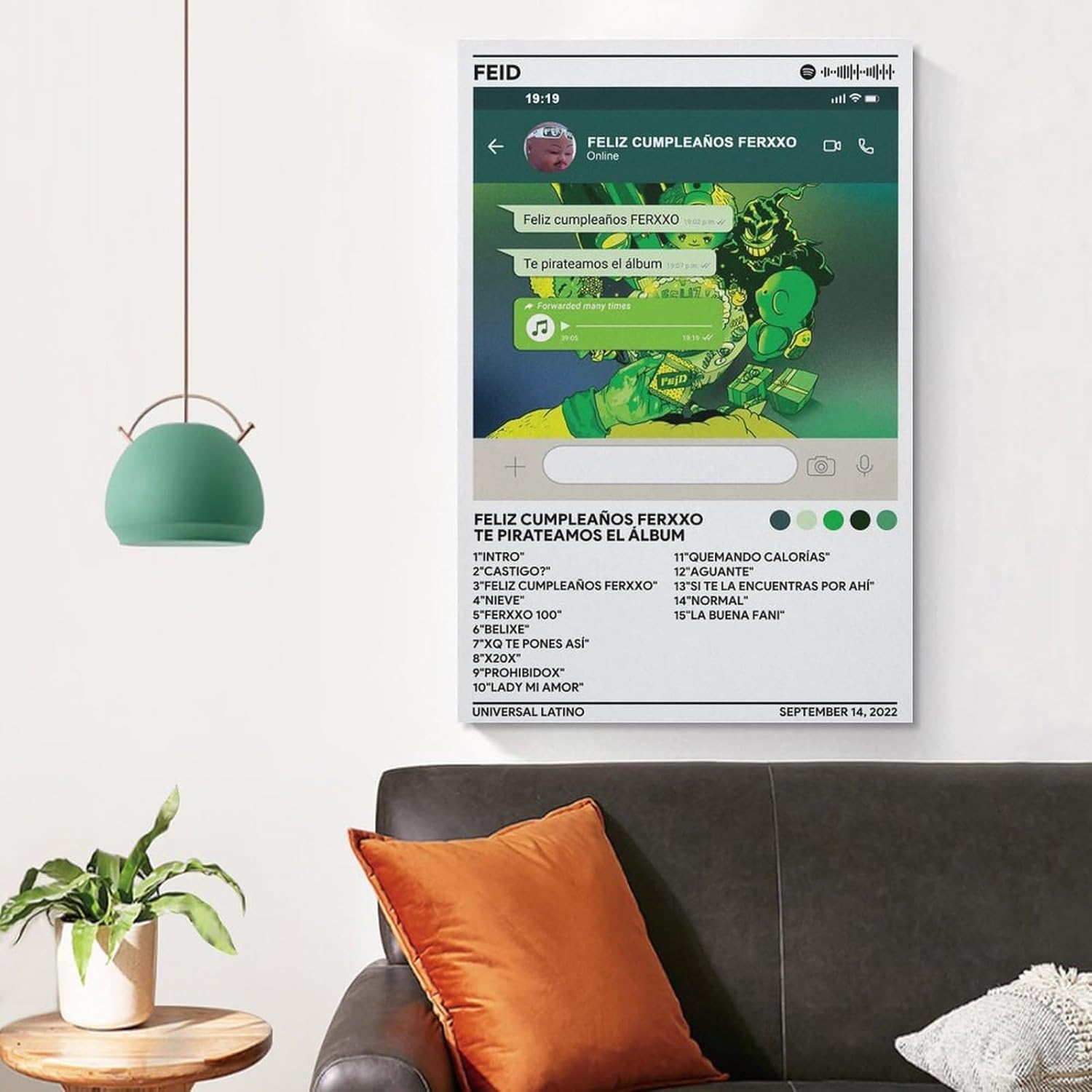 DAXXIN Feid – Póster de 3 lienzos con texto en inglés Feliz Cumpleaños Ferxxo, pintura decorativa para pared, sala de estar, dormitorio, regalo, sin