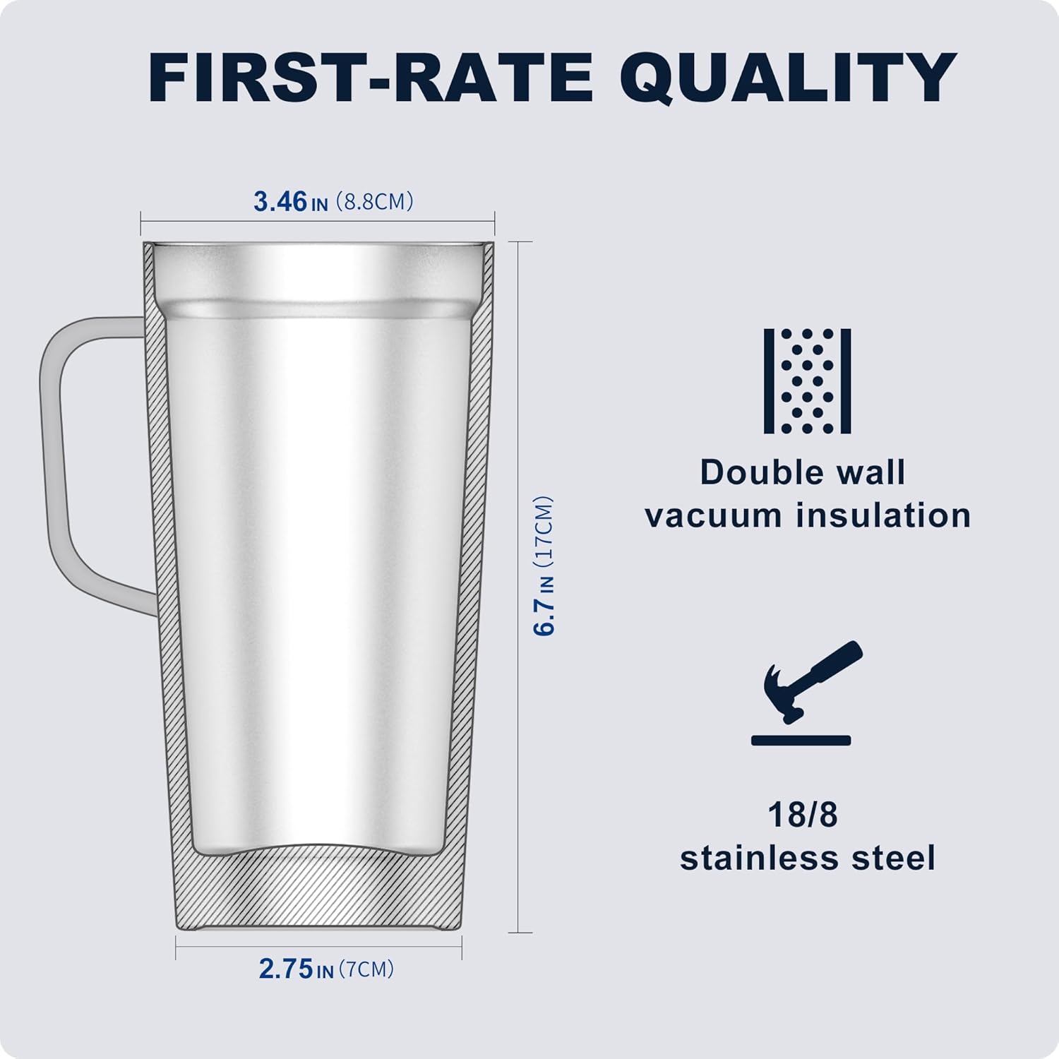 koodee Taza de café de viaje con tapa, taza de café aislada de 20 onzas de acero inoxidable de doble pared para camping, taza de café a prueba de