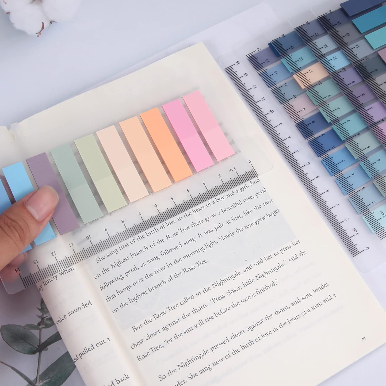 moinkerin – 200 pestañas adhesivas transparentes con regla, pestañas adhesivas para libros, PET, multicolor, para marcadores, estudio, oficina,