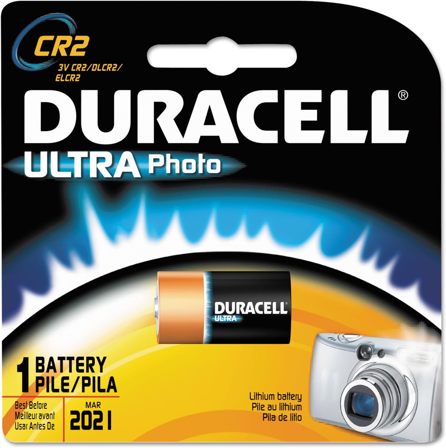 Duracell DLCR2BPK Batería de litio de ultra alta potencia, CR2, 3V, 1EA