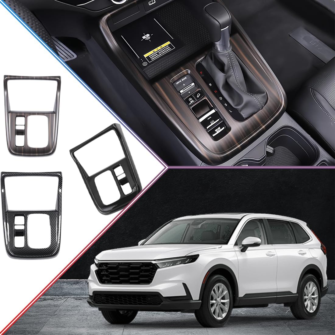 2 piezas de marco de consola central, cubierta de panel de palanca de cambios para Honda CRV CR-V 2023 2024 – Accesorios interiores deportivos de