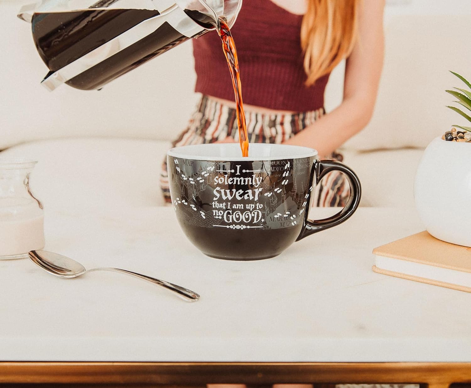 Silver Buffalo Harry Potter Marauder’s Map – Taza de cerámica para sopa  24 onzas