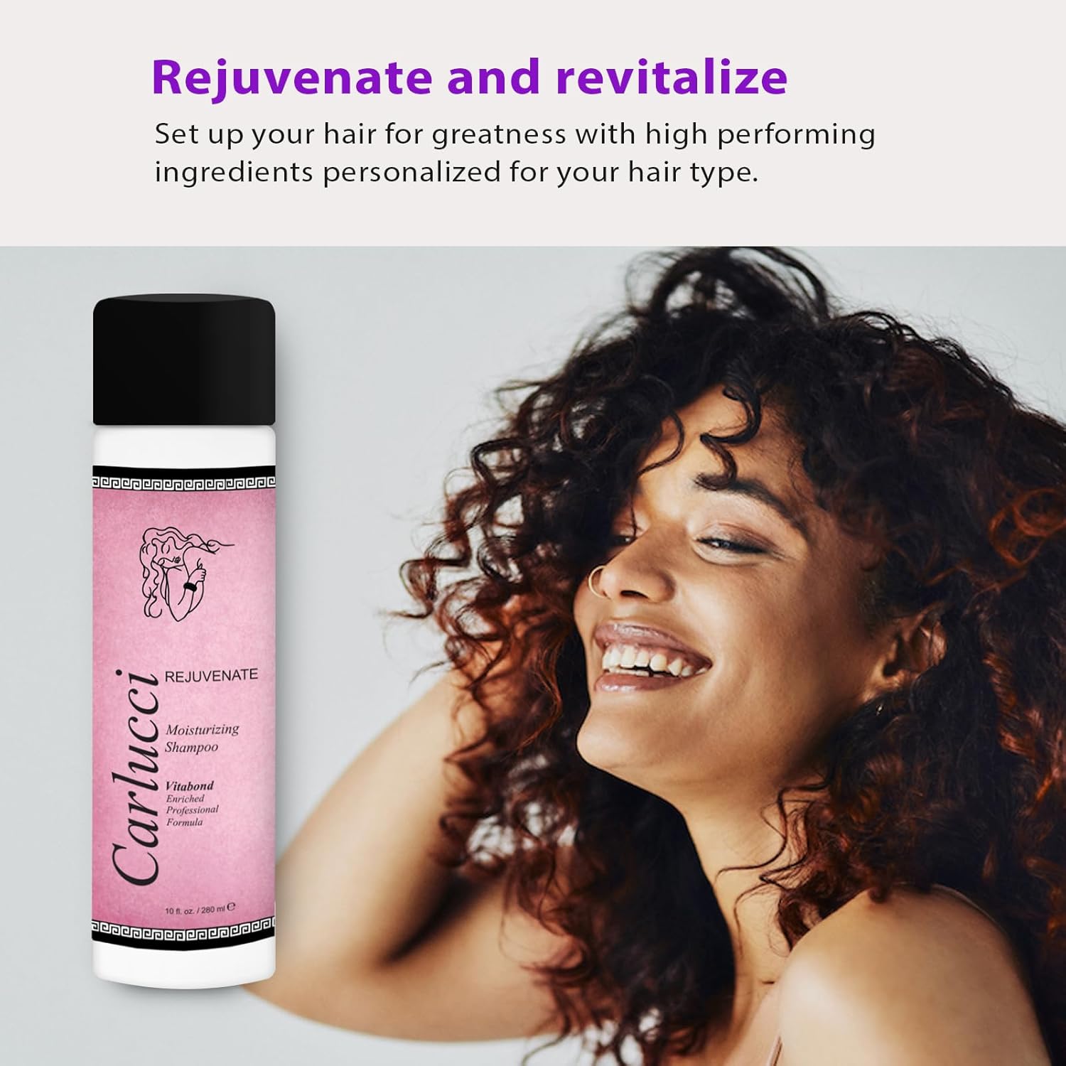 Carlucci  Champú Hidratante Rejuvenate, Fórmula Profesional Enriquecida Vitabond para cabello seco y opaco – 10 onzas