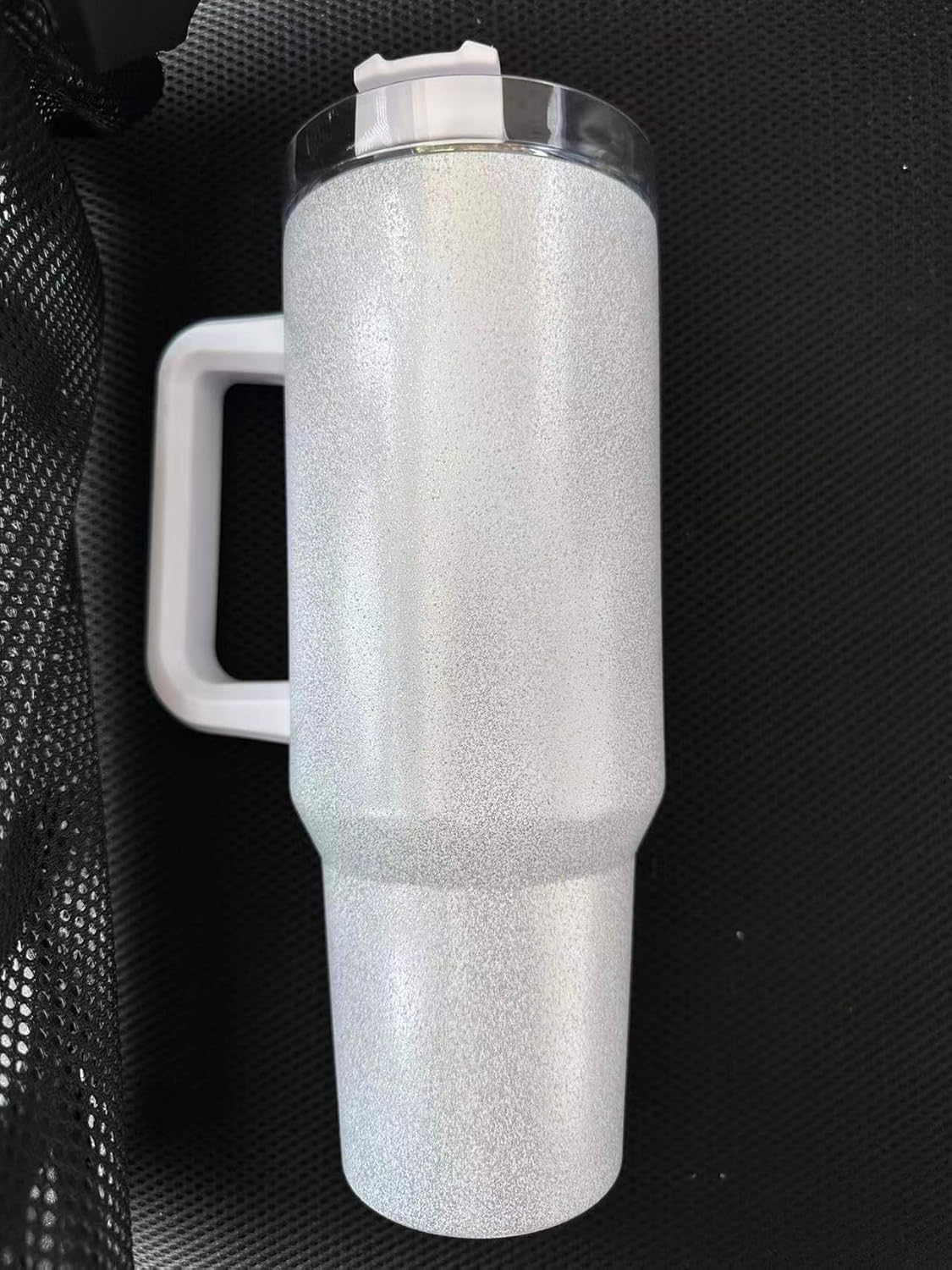 FECBK Vaso de sublimación con purpurina de 40 onzas con asa y pajita, paquete de 20 vasos de acero inoxidable de doble pared con aislamiento al