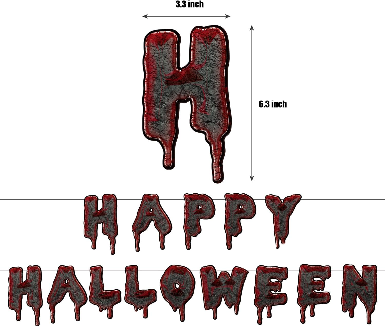 Cartel de Feliz Halloween, decoraciones de fiesta de Halloween, decoraciones de fiesta de terror de Halloween, guirnalda de gotas de sangre roja,