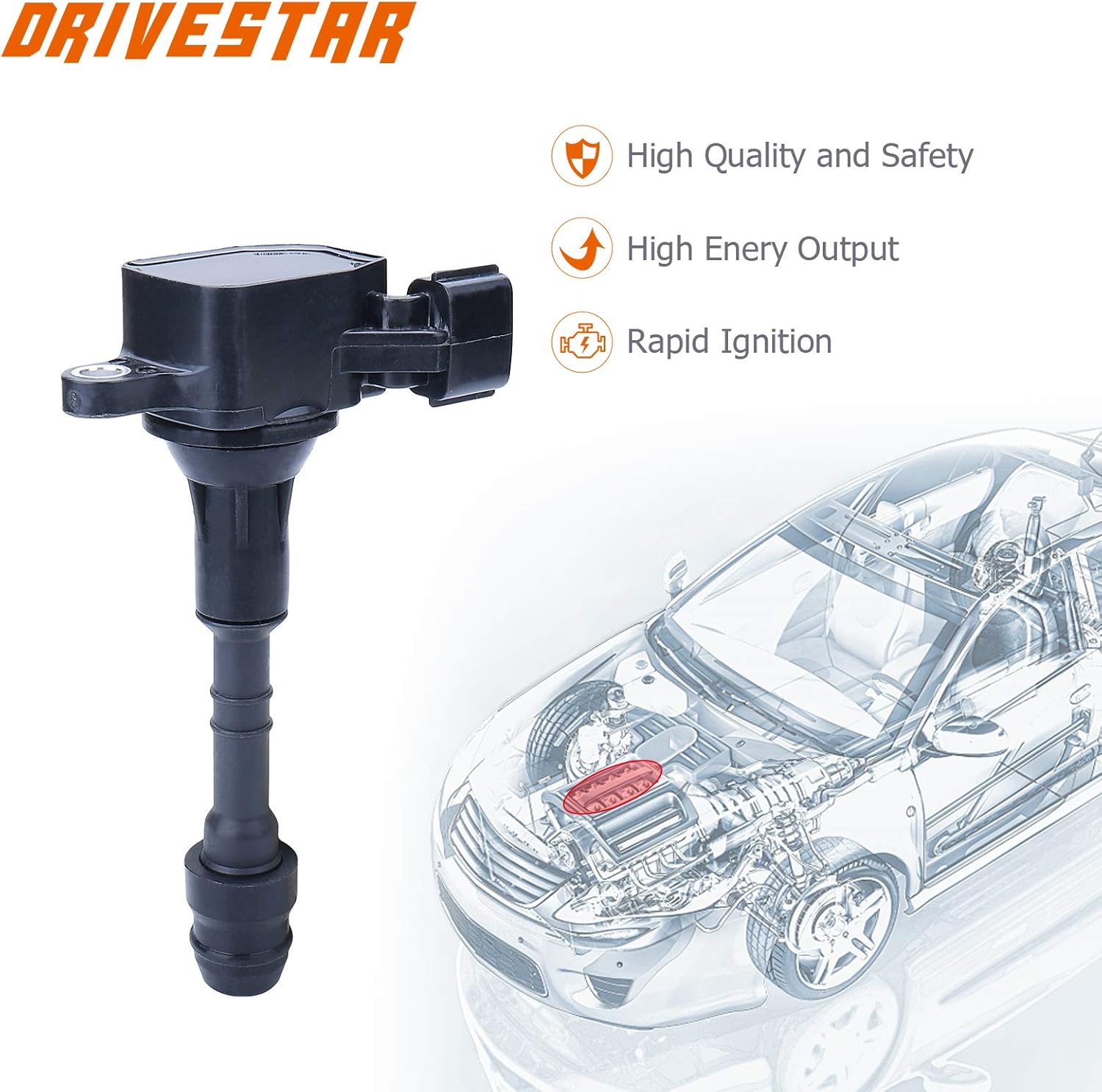 DRIVESTAR Paquete de bobinas de encendido UF349 para Nissan Altima Maxima Pathfinder Frontier Murano Xterra para Infiniti I35 QX4 3.5L 4.0L