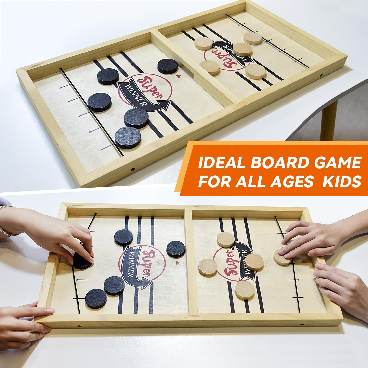 BAKAM Juego de disco de cabestrillo súper rápido, juego de hockey de mesa portátil para niños y adultos, juegos de tirachinas de mesa para niños y